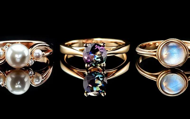 Pierres de naissance de juin, pierre de lune alexandrite perlée avec des couleurs de pierre de naissance uniques