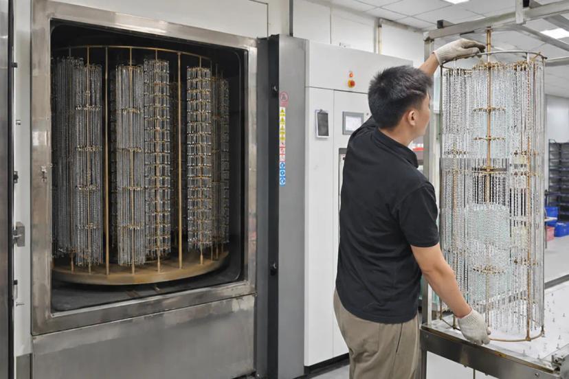 PVD coating process for stainless steel jewelry in a factory production setting
