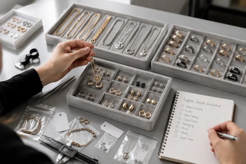 Wholesale fashion jewelry suppliers comparison with jewelry samples and sourcing tools