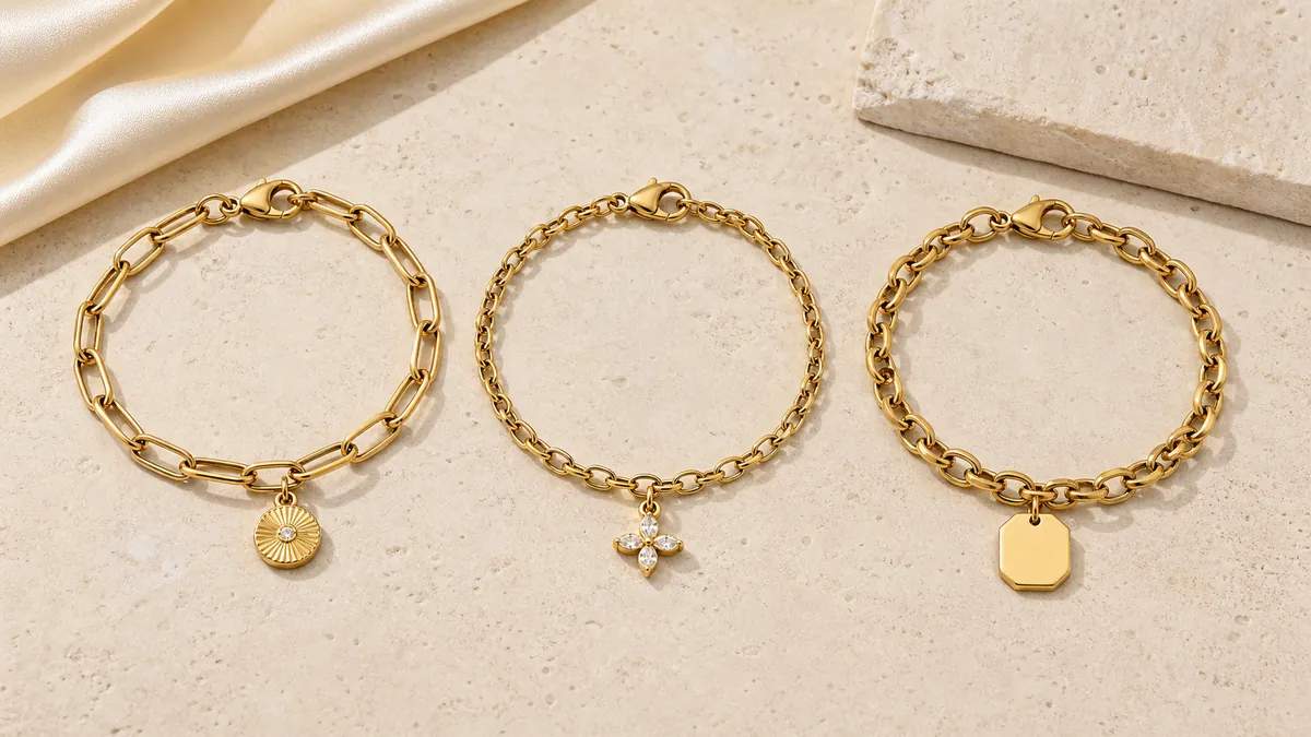 stainless steel charm bracelets for private label jewelry brands