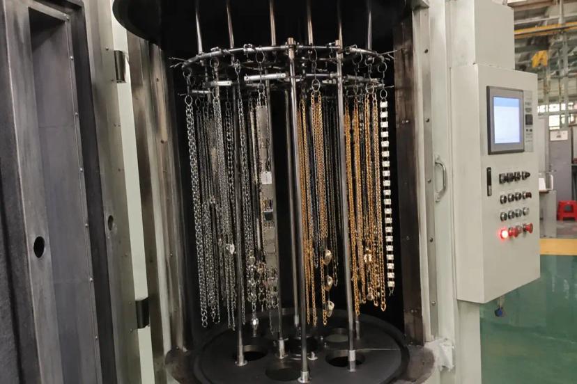 Physical vapor deposition coating process used for gold stainless steel jewelry manufacturing