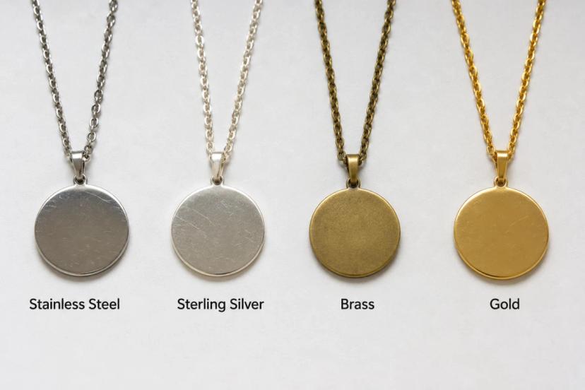 Comparison of stainless steel, brass, silver and gold jewelry materials for durability and tarnish resistance