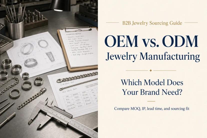 OEM vs ODM jewelry manufacturing decision guide with jewelry samples, CAD drawings, and sourcing notes