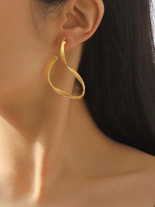 Geometric Solid Color Normcore Drop Earrings GOLD-One_size.jpg