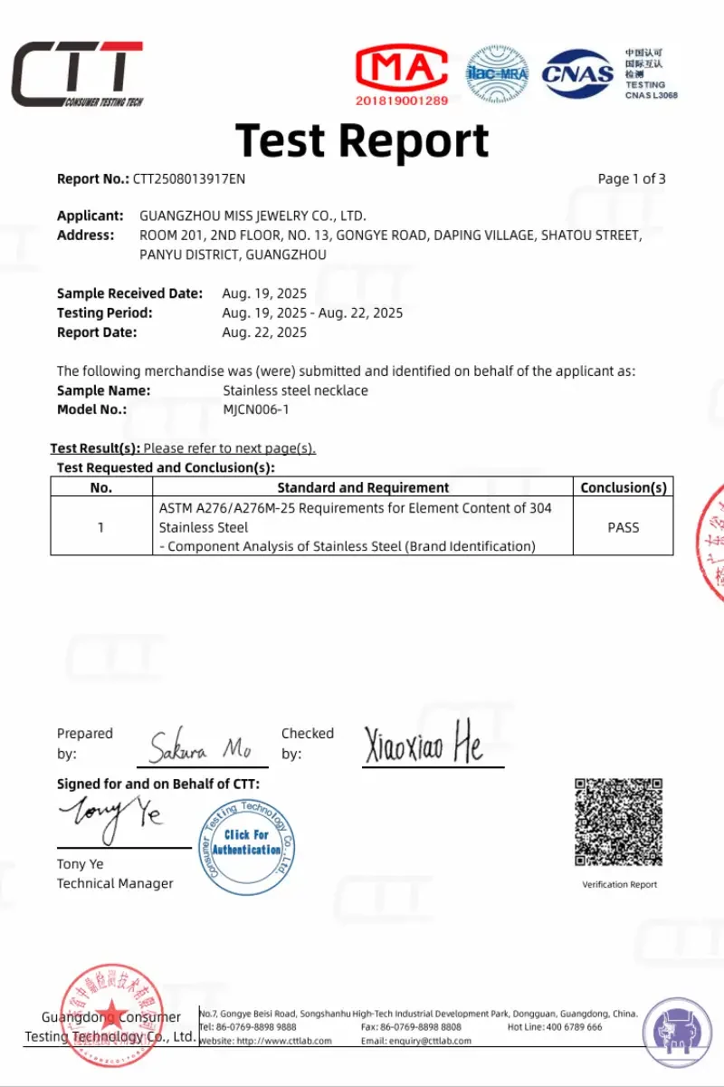 Stainless Steel Material Test Report