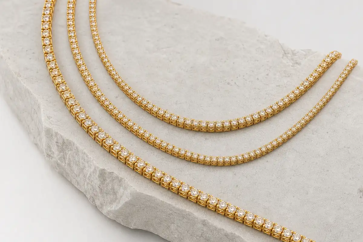 stainless steel tennis necklace with stones