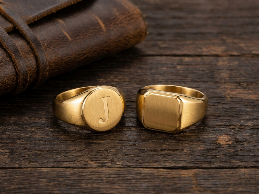 Custom stainless steel signet rings